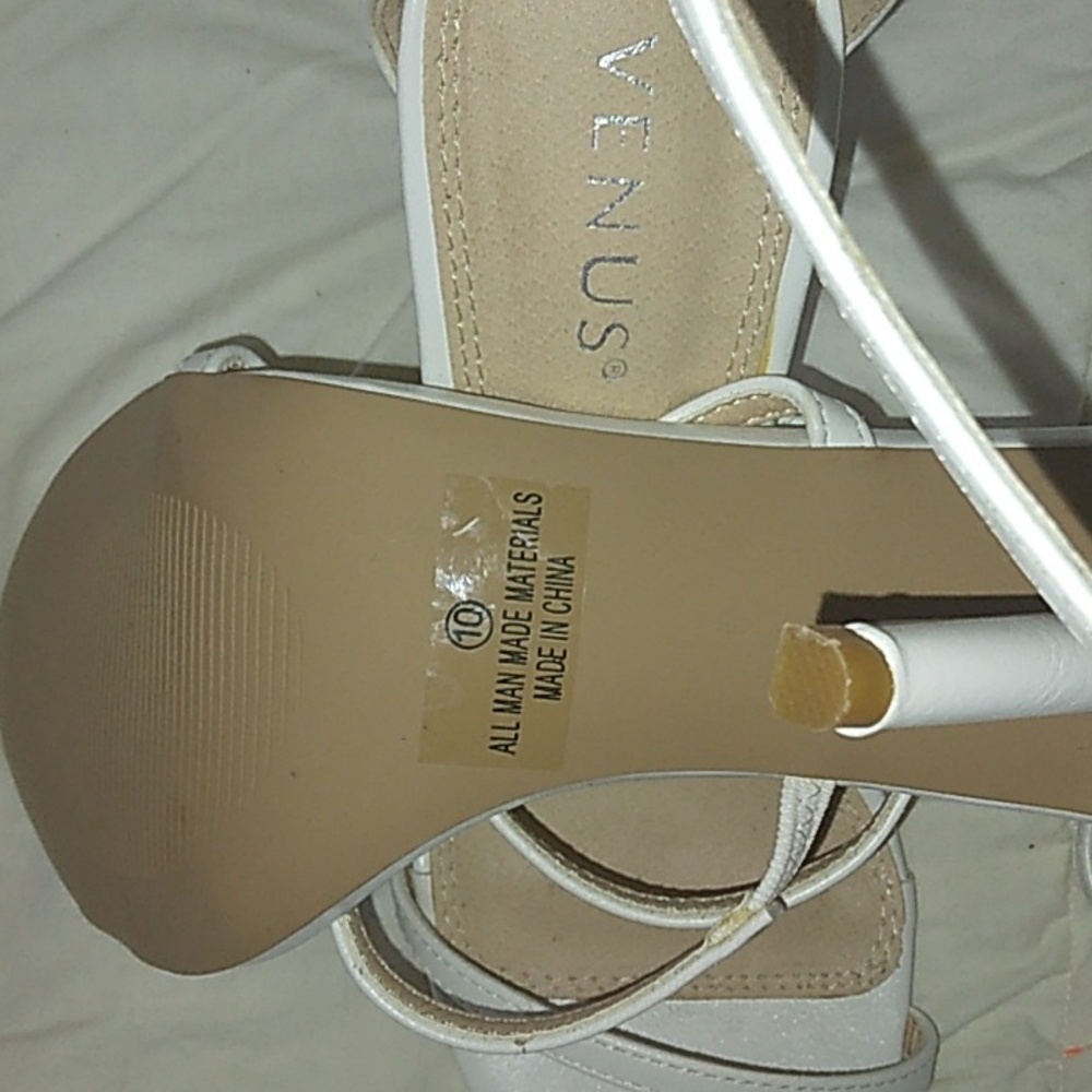 Venus white high heel stiletto strappy sandals sz 10 w/ box - Picture 6 of 7